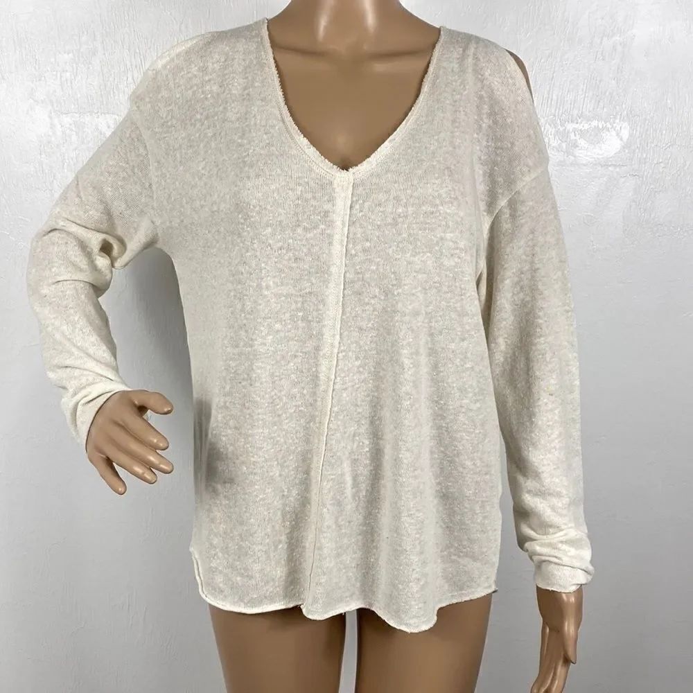 Project Social T Boho Ivory Relaxed Fit Long Sleeve Top size M